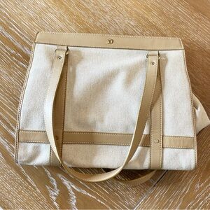 Etienne Aigner Canvas Tote Bag with Genuine Leather Trim